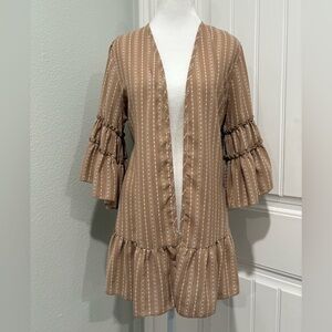 Chic Tan Ruffled Cardigan Size S